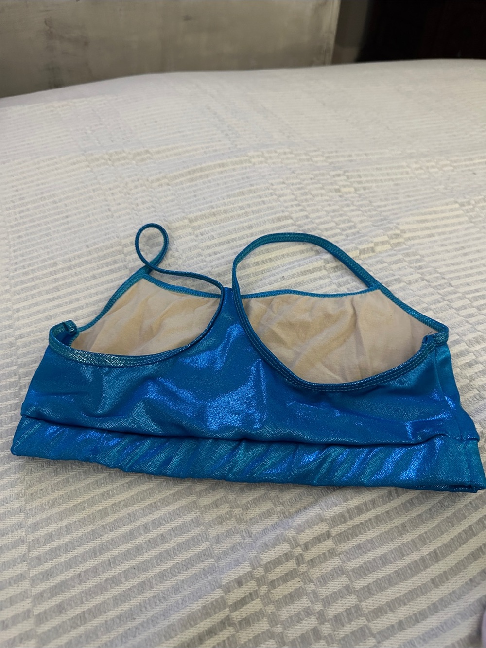 Balera Performance Racer Back Metallic Blue Peacock Bra - Picture 3 of 4